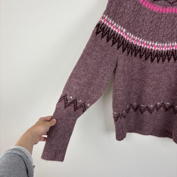 A New Day Fair Isle Turtleneck Sweater Small Oversized purple pink - Picture 3 of 7
